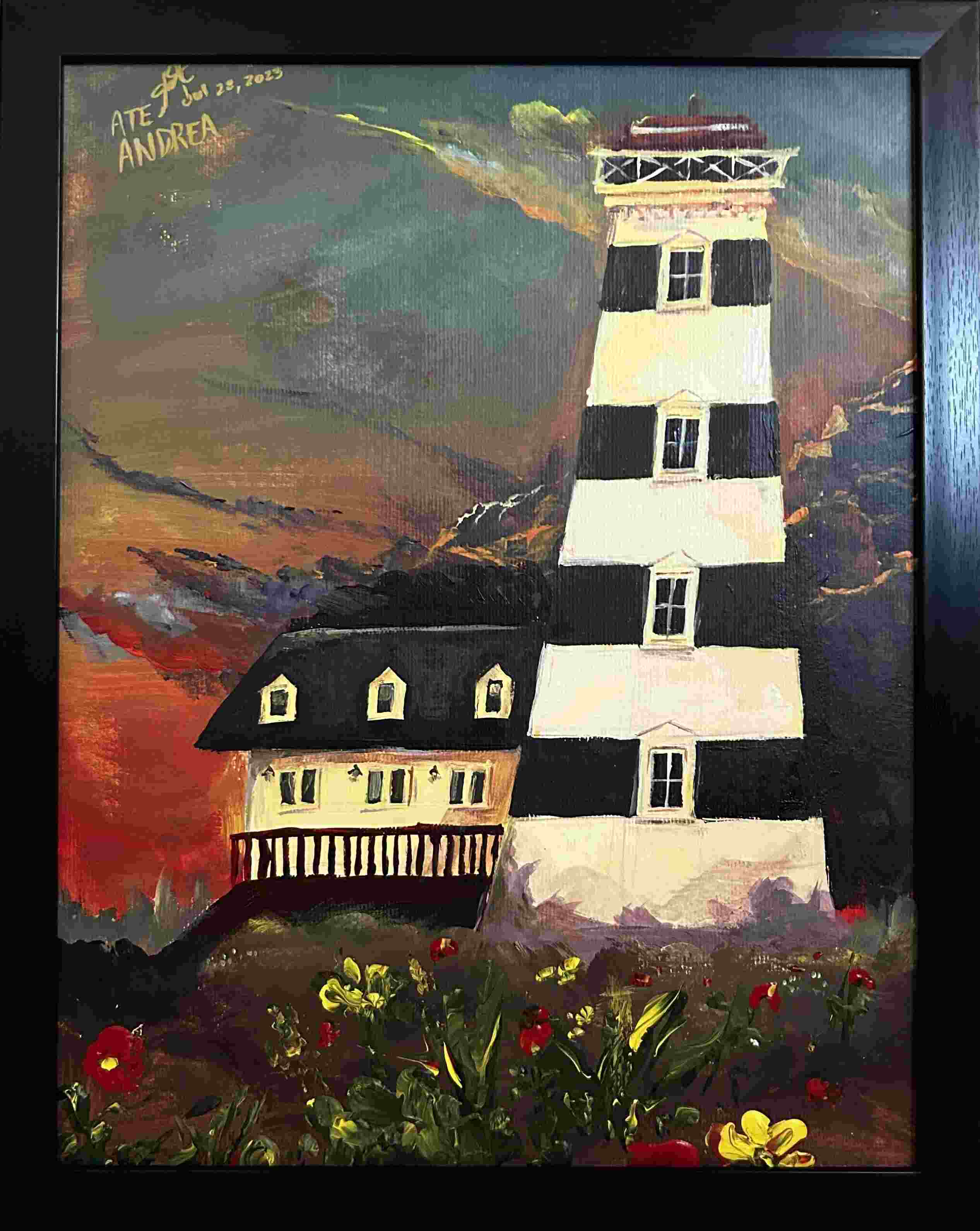 A lighthouse in Canada's east coast stands in glory against a temperate sunset.